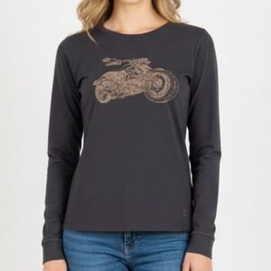 Aerie Black and Gold Graphic Long Sleeve Tee Xs